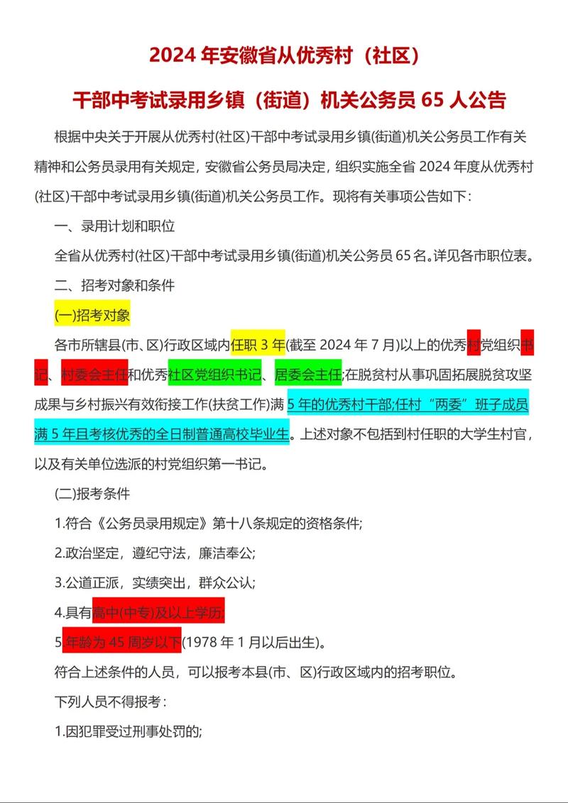 安徽乡村公务员报考条件